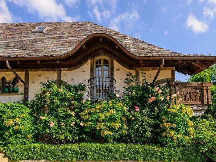 You can get a sense of the Tudor-style outdoor decor.