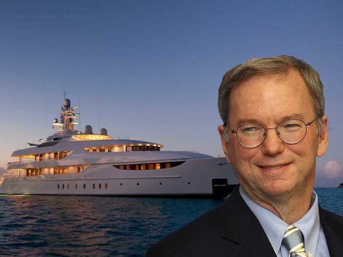 Google chairman Eric Schmidt has a $72-million yacht called the "Oasis," which he charters out for $400,000 a week. The yacht has plenty of amenities, including a pool, jet skis, and a gym that can be converted into a disco.
