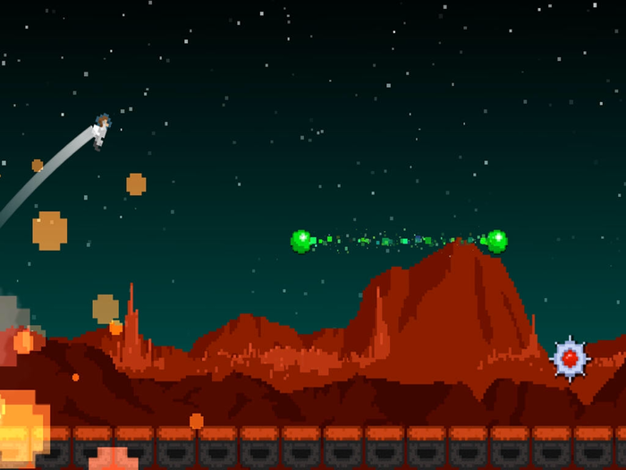 "Jupiter Jump" is an action game that starts with a crash landing.