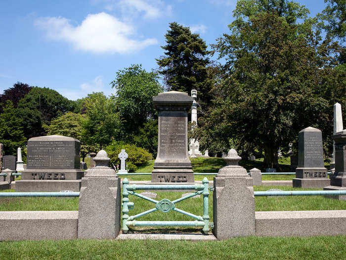 While all kinds of people are buried in Green-Wood, the richest, unsurprisingly have lavish monuments. This is the burial site of notorious New York political boss William "Boss" Tweed, whose Tammany Hall political machine ran New York in the 1800s.