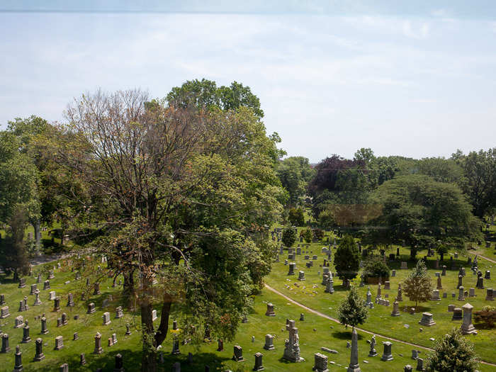 The top of the mausoleum provides some of the best views of the cemetery.
