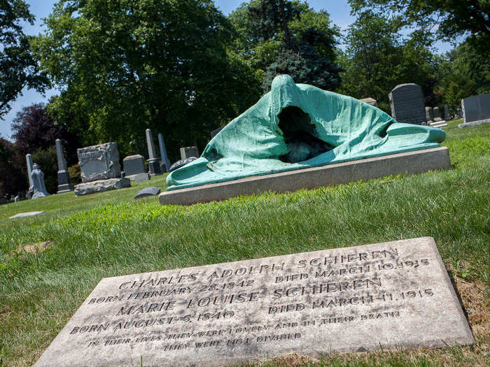 And this is the grave of Charles Adolph Schieren and his wife. Schieren was the mayor of Brooklyn in the late 1800s. There were 26 mayors of Brooklyn before it officially became a part of New York City. 23 are buried in Green-Wood. The sculpture is of the Angel of Death.