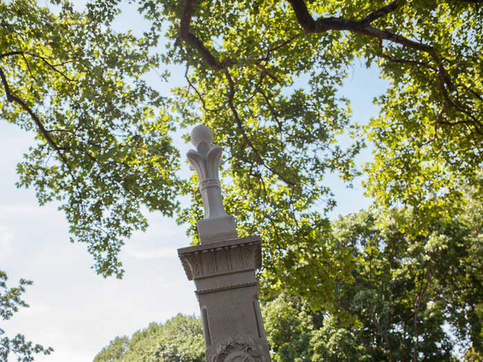 This is the grave of James Creighton, an early national baseball hero in the mid-1800s. Creighton is credited with pioneering the idea of a pitcher challenging a batter with difficult pitches. Before him, pitchers simply lobbed balls to batters. The monument was restored with funds provided by ESPN