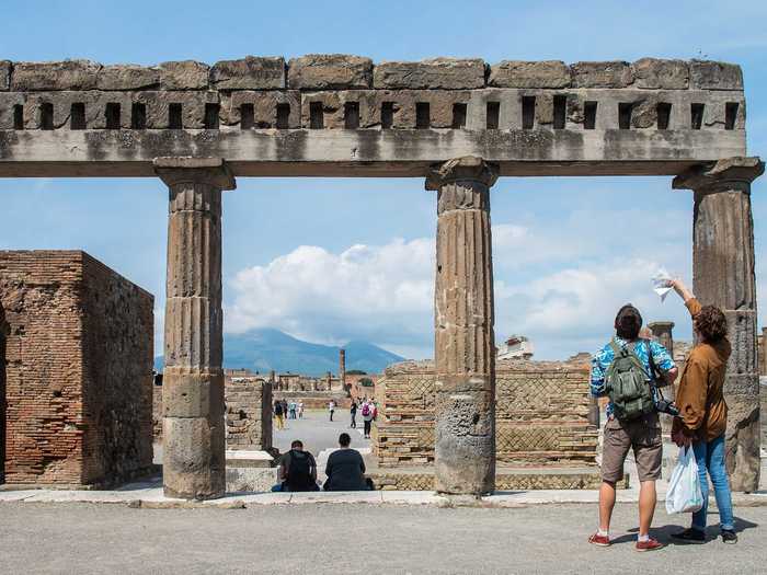 Explore the ancient ruins of Pompeii, a city that was destroyed when Mt. Vesuvius erupted in 79 A.D.