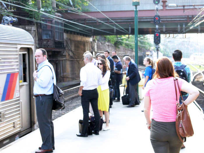 Commuters who get to the train platform early can colonize certain sweet spots that all but guarantee a seat on the train.