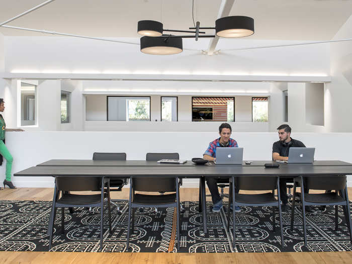 The work spaces in this office are all open, and areas like this were designed to be conducive to brainstorming.