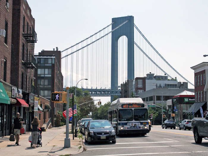 The walk towards Fort Hamilton from the subway is picturesque, with stunning views of the Verrazano-Narrows Bridge, the longest suspension bridge in America.