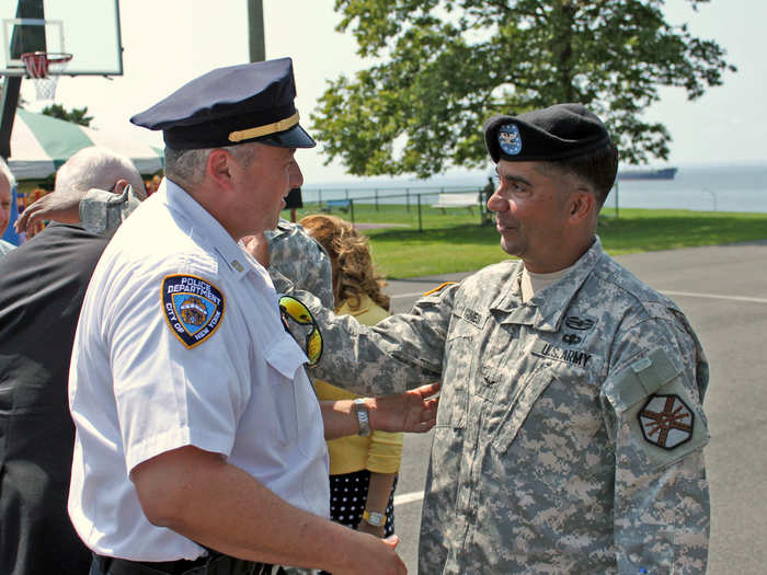 Fort Hamilton maintains positive relations with the larger New York City community. The day we visited, NYPD representatives were on hand for a change of command ceremony.