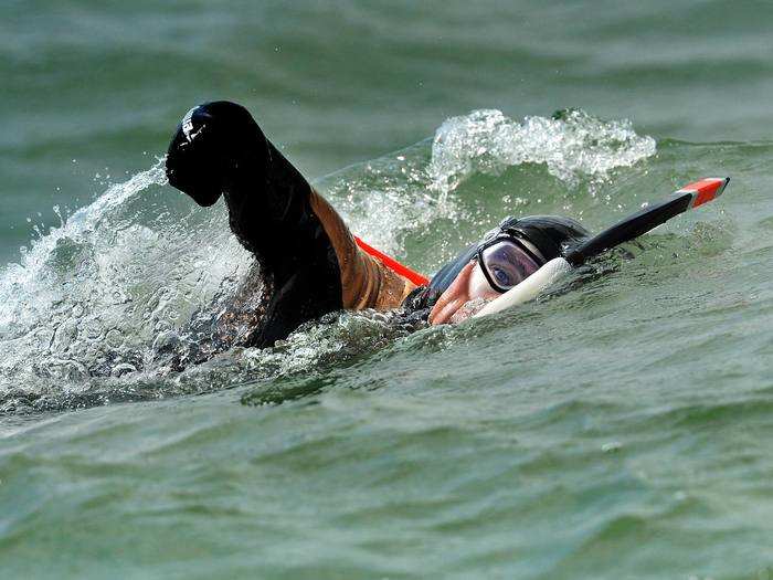 And then swam across the English Channel, a 13.5-hour swim.