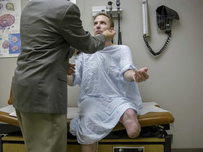 Hubbard at a medical appointment to determine the benefits he would receive for his injuries in 2008.