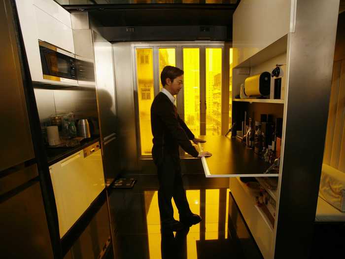 This 330 square-foot apartment in Hong Kong transforms into 24 different room combinations.