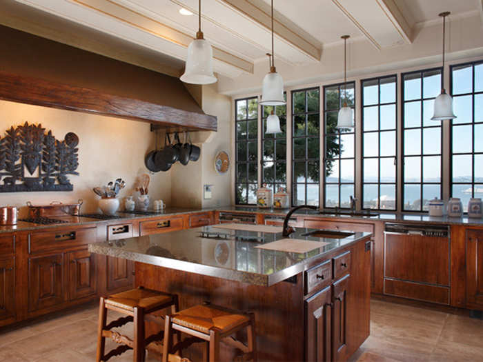 We love the cherry cabinets in the kitchen.