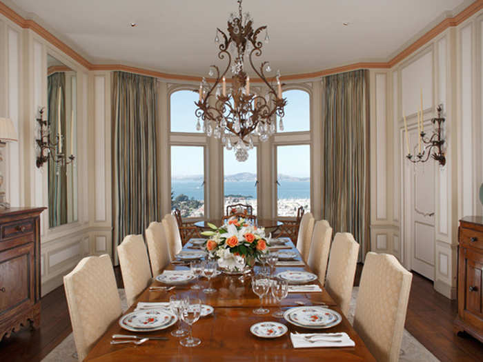 The dining room provides a great view of the water.