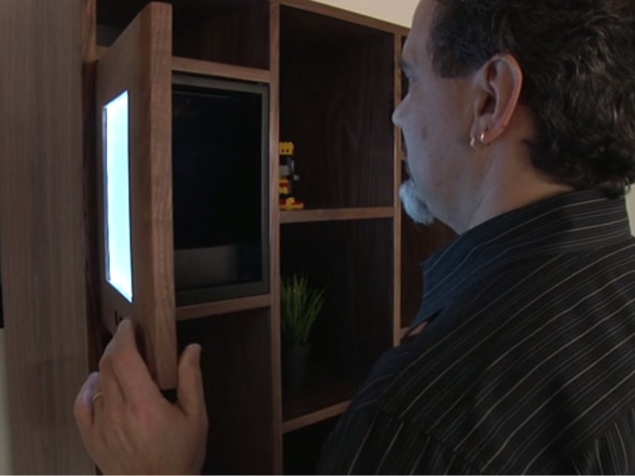 The Skype Cabinet, created at the MIT Media Lab, allows you to simply open a wooden door and connect to a friend or loved one via Skype. A proximity sensor allows the cabinet to glow when a friend is available.