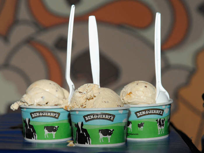 Sample ice cream at the Ben & Jerry