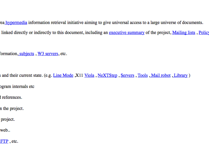 In 1994, Tim Berners-Lee, invented the World Wide Web, and published this, the very first website.