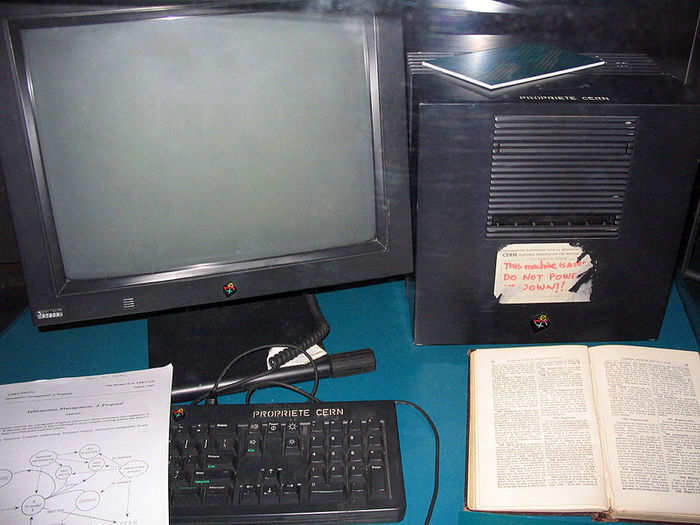 In 1994, Steve Jobs was still running NeXT Software, formerly NeXT Computer. This is the actual NeXT PC that Berners-Lee used to invent the Web, and host the first web pages.