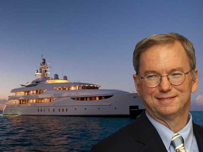 #7 Google chairman Eric Schmidt owns "Oasis," a 194-foot superyacht that he reportedly paid $72.3 million for in 2009. The yacht has plenty of amenities, including a pool, jet skis, and a gym that can be converted into a disco. Schmidt also owned a 255-foot tugboat yacht called "Lone Ranger," which sold at auction in the spring of 2013.