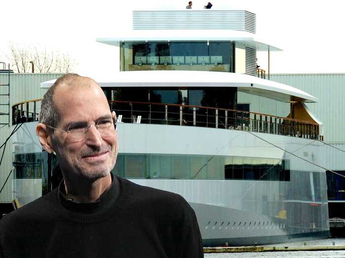 #6 The late Steve Jobs commissioned legendary designer Philippe Starck to build "Venus," a stunning 256-foot megayacht. The yacht is glassy and sleek, reminiscent of an Apple device, and a row of 27-inch iMacs serves as the control panel inside. Jobs died before the boat was complete.