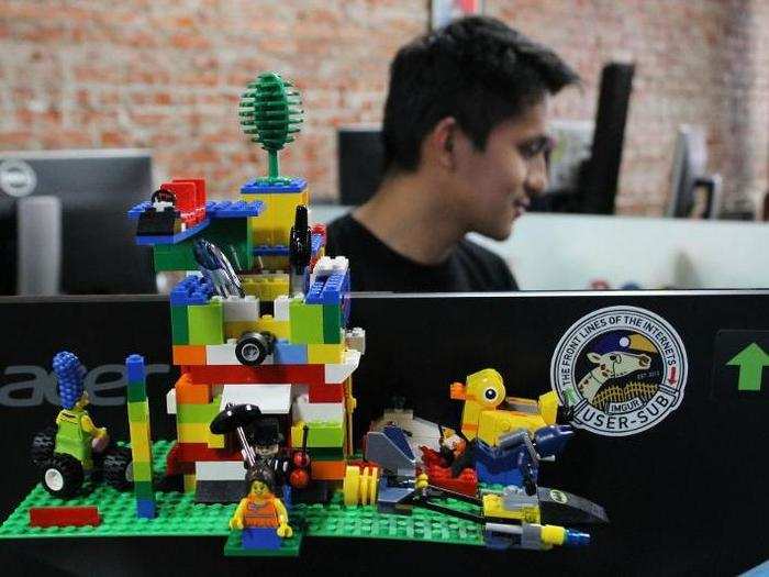 Engineer Carlos Espinoza built this Lego castle as a pen holder.