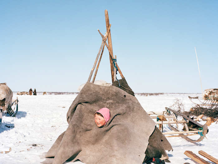 Children all over the world love to build play houses and Olga, from the Yamal Peninsula, Russia, is no exception. Here, she has made a miniature “Chum,” a traditional tent used by nomadic Nenets people. Traditional ways of life on the Peninsula are being threatened by the exploitation of the world