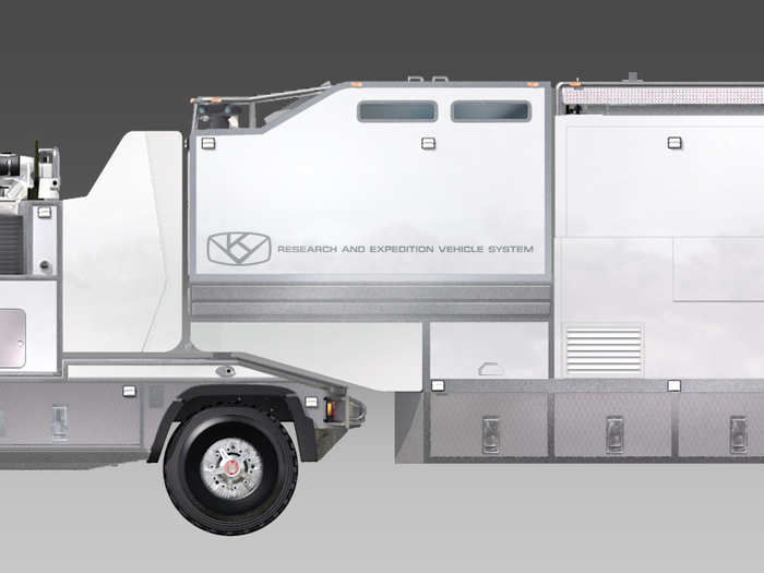 The final concept for the vehicle features an all-terrain tractor trailer setup.