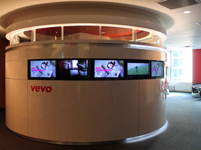 There are lots of places to watch music videos all over the office, including this area by the entrance. When we visited, singer-songwriter Matt Nathanson was scheduled to perform.