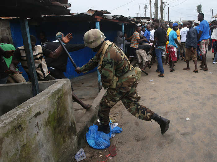 The quarantine has not gone over well in West Point. Clashes have broken out between Liberian soldiers attempting to enforce the quarantine and the township’s residents. The clashes started when the government blocked roads to the township with tables, chairs, and barbed wire. The situation got so bad yesterday that soldiers fired live rounds on a crowd throwing stones.