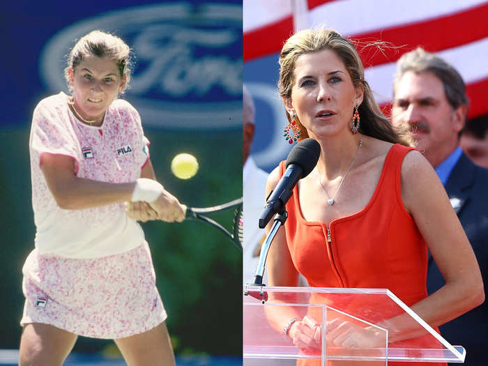 Monica Seles, 40, won eight Grand Slam titles for her native country, Yugoslavia, and one more title as a U.S. citizen (1989-2003).