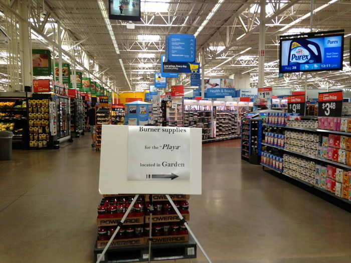 Upon arrival in Reno, the closest airport, I hit a Walmart to grab last-minute necessities such as jugs of water. Walmart was clearly prepared for all of the "Burners" driving from Reno.