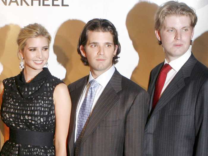 Ivanka, Donald Jr., and Eric Trump, children of real estate magnate Donald Trump