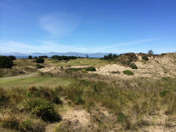 This photo was taken from the second tee box at Pacific Dunes. Pretty quickly, I figured out this is unlike any other golf course in the world.