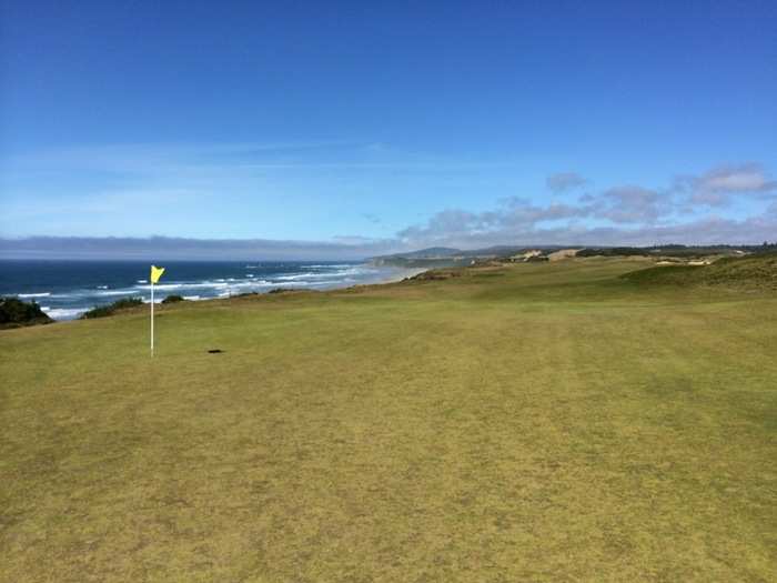 Here we are on the fourth hole again, looking back at the tee box. You can see the stunning views here, but what you don