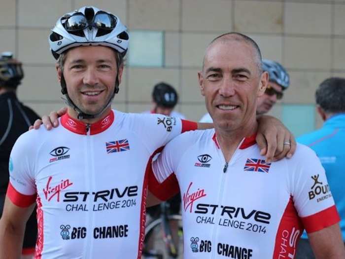 Virgin Group CEO Josh Bayliss (left) joined for this grueling part of the journey, which took nearly five days to complete.