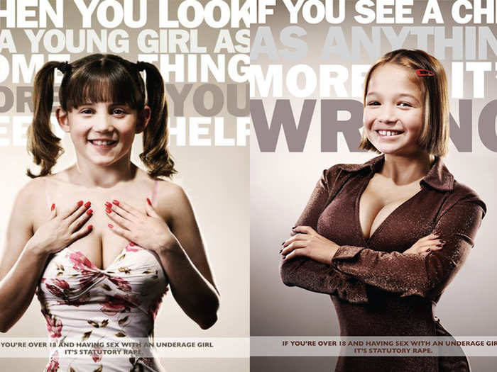 Serve made a heavily sexualized ad confronting statutory rape. "You Need Help," and "It