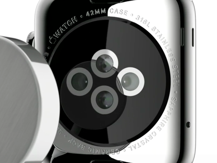 The Apple Watch also has a magnetic, wireless charger.