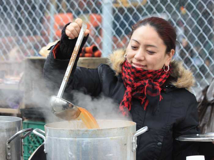 Sip steaming hot, spiced apple cider at the Union Square Greenmarket while you pick out fresh produce from the new season.