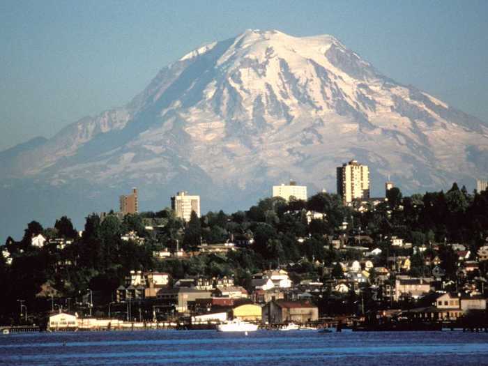 Mount Rainier in Washington state last erupted 1,000 years ago, and is virtually certain to erupt again, producing flows of rock and debris that would threaten the surrounding area.