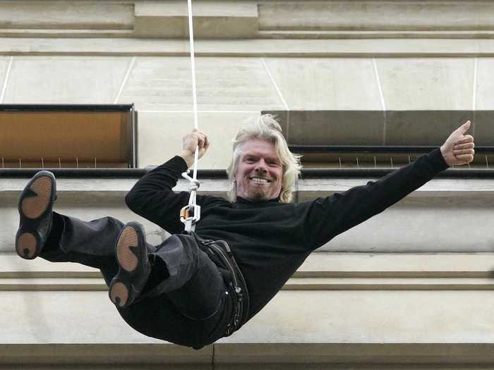 Branson promoted the launch of Virgin Mobile in France by rappelling down the Virgin Megastore building in Paris in 2006.