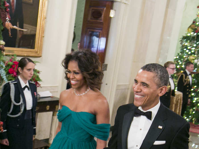 President Barack Obama and First Lady Michelle looked stunning at the White House reception for the 2013 Kennedy Center Honorees.