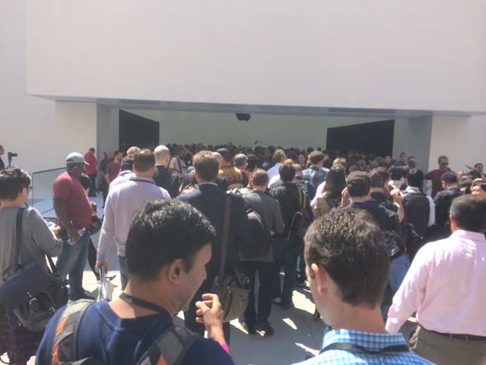 After the event, the press was herded into the big white cube. It turns out it was actually a demo area for Apple