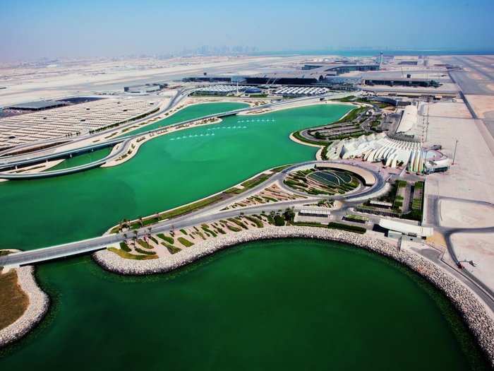 A large portion of the facility was built on reclaimed land.