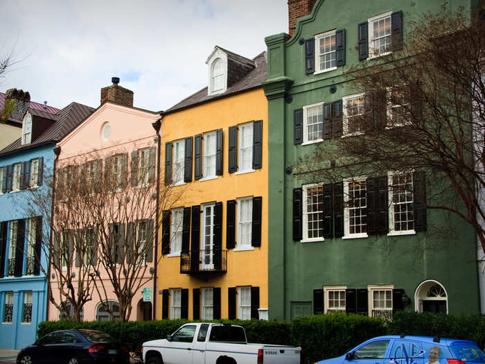 14. Charleston, South Carolina also makes the list. "Rainbow Row," a beautiful strip of colorful old houses, is said to be the most photographed spot in the city.