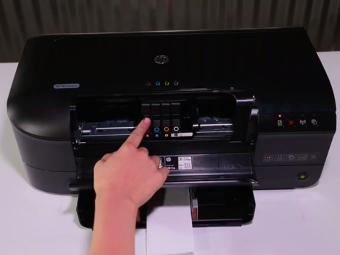 Take out the color ink cartridges your printer comes with and replace them one by one with your new ink formula