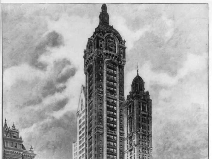 The Singer Building in lower Manhattan was completed in 1908 and served as the headquarters of the Singer Manufacturing Company. It was demolished in 1968.