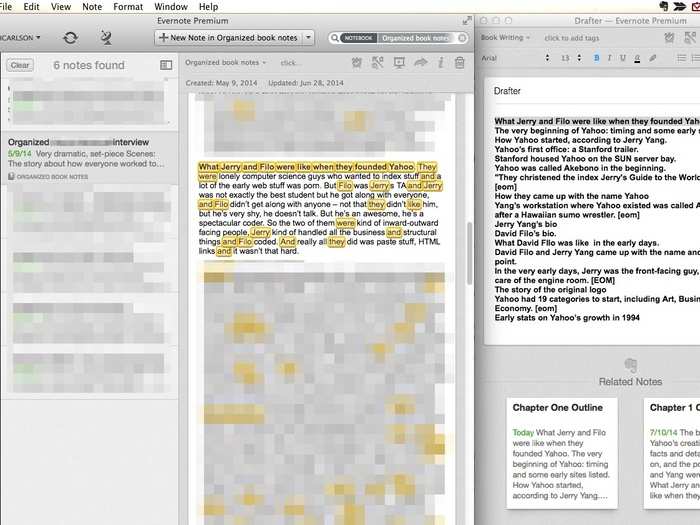 Find the full original text associated with that label in the main Evernote window.