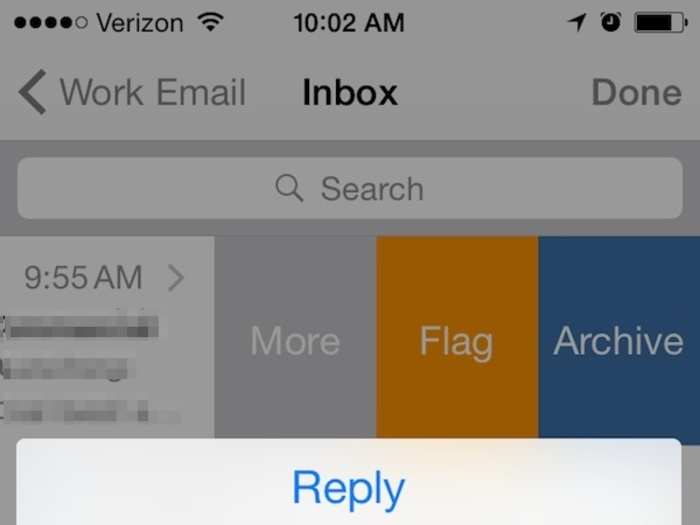 The More button lets you reply, forward, or move the message directly from your inbox.