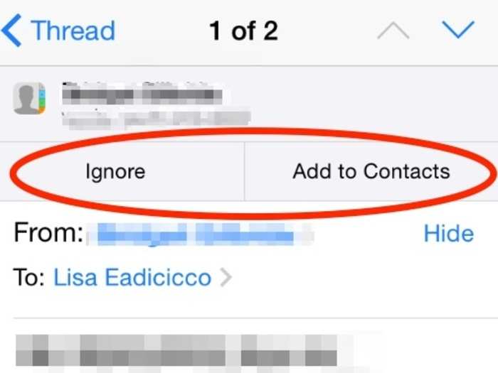 If you get an email for an appointment or from someone not in your contacts, Mail will ask you if you