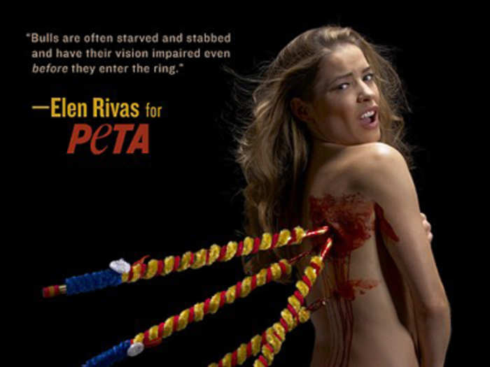 This gruesome anti-bullfighting shock ad with Spanish model Elen Rivas was banned in some in-flight magazines. 