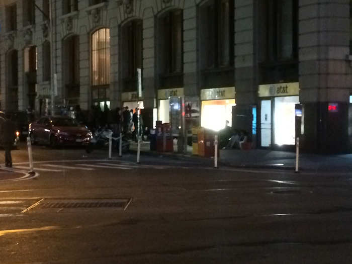 The lines across the street at AT&T looked to be about equally long.